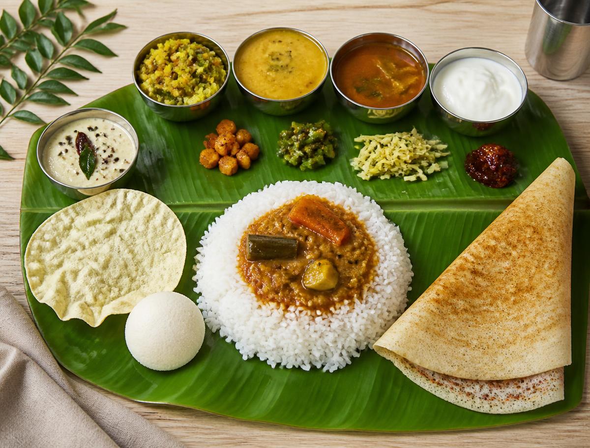 South Indian Meals & Favourites — South Indian Meals, Masala Dosa, Idli, Medu Vada